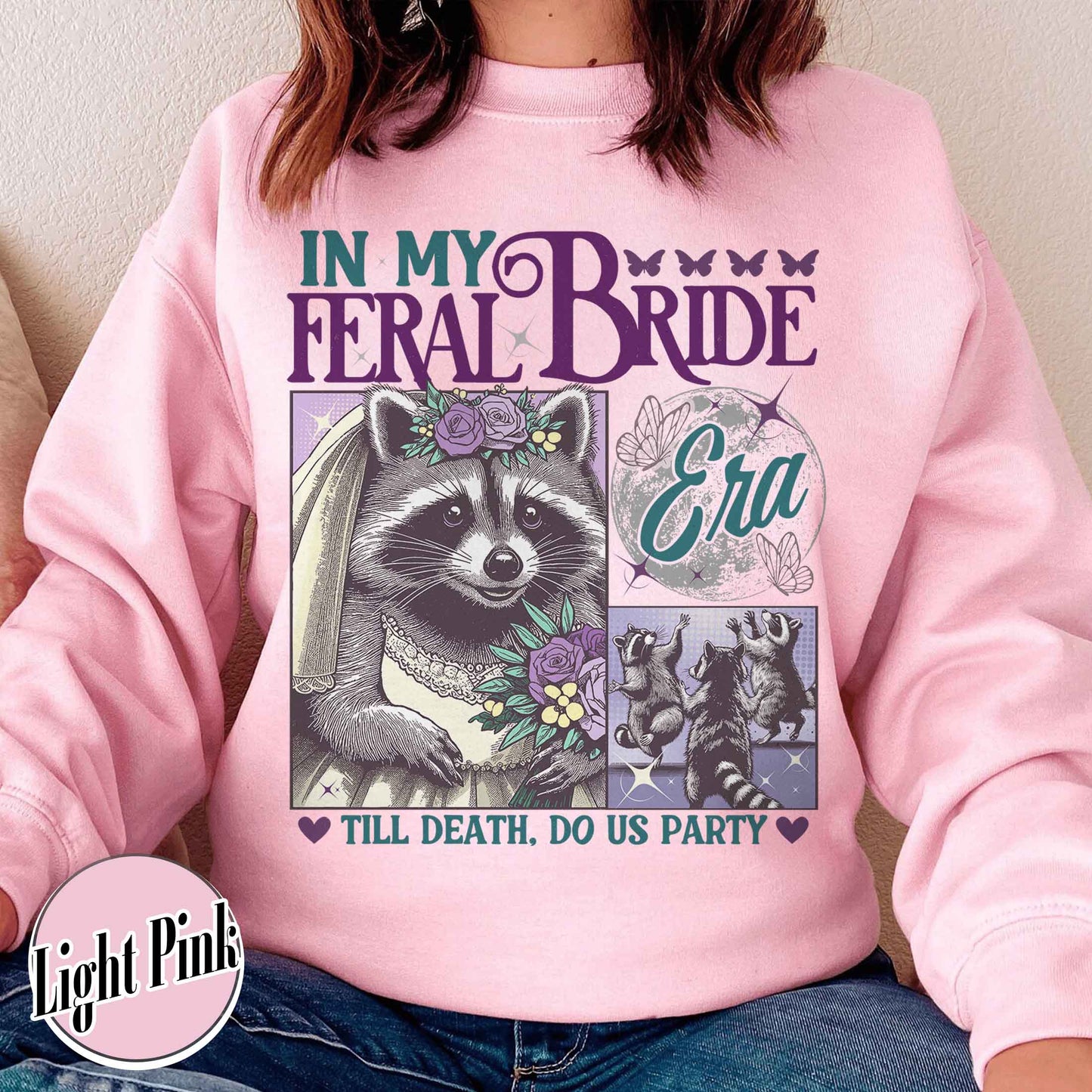 Retro Raccoon Sweatshirt, Funny Bride Sweatshirt, Raccoon Bride Sweatshirt, in My Raccoon Bride Era Sweatshirt