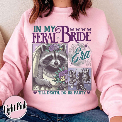 Retro Raccoon Sweatshirt, Funny Bride Sweatshirt, Raccoon Bride Sweatshirt, in My Raccoon Bride Era Sweatshirt