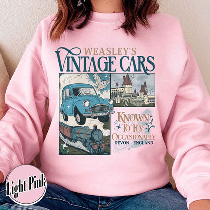 Bookish Sweatshirt, Wizard Flying Car Sweatshirt, Harry Potter Inspired Sweatshirt, Wizard School Sweatshirt