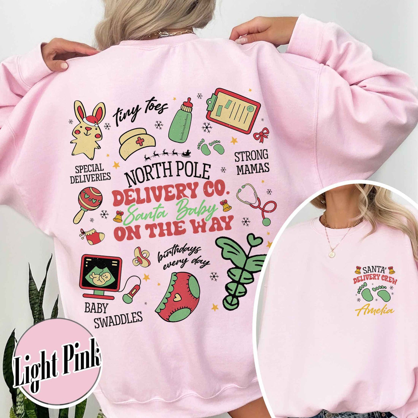 Christmas Tree Pregnancy Announcement, Santa Baby Pregnancy Sweatshirt, Labor and Delivery Nurse Sweatshirt, Nurse Christmas Sweatshirt, Delivery Crew Sweatshirt