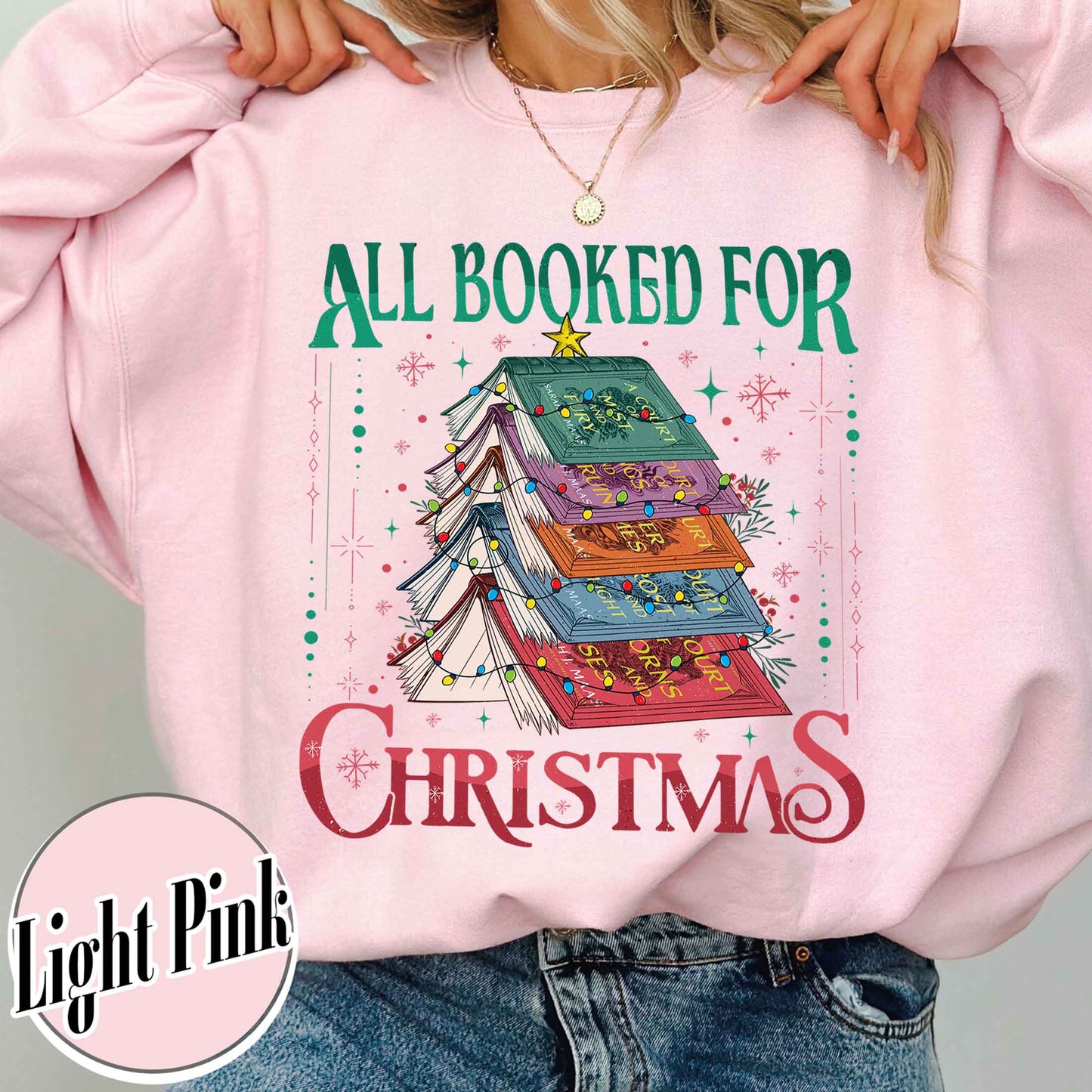 All Booked for Christmas Sweatshirt, ACOTAR, TOG, Dark Romance Sweatshirt, ACOTAR All Booked for Christmas Sweatshirt, Dragon Rider, Book Christmas Tree Sweatshirt