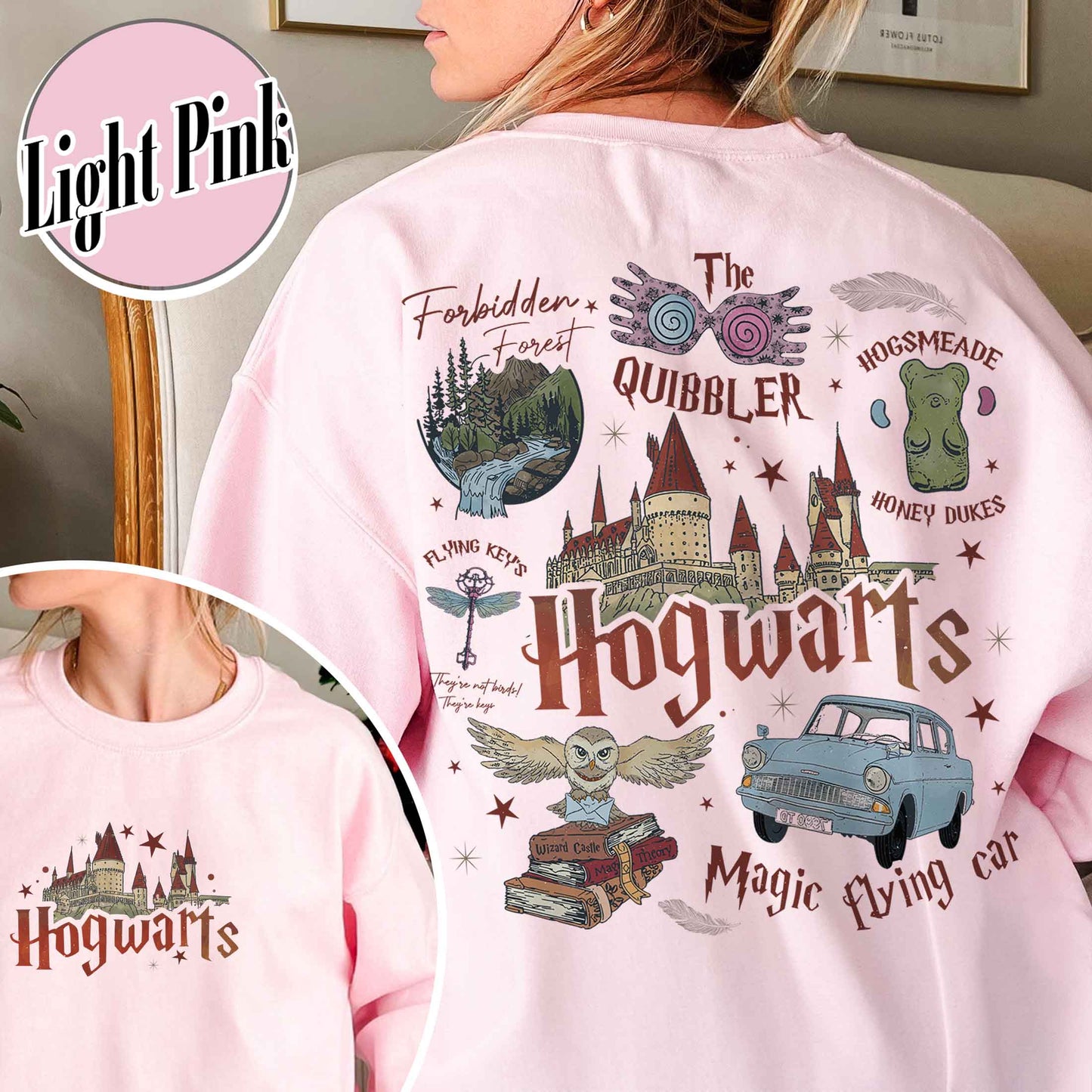 Wizard School Fandom Sweatshirt, Book Reading Magic Sweatshirt, Bookish Sweatshirt, Hp Inspired Two Sided Sweatshirt, Gift For Friends