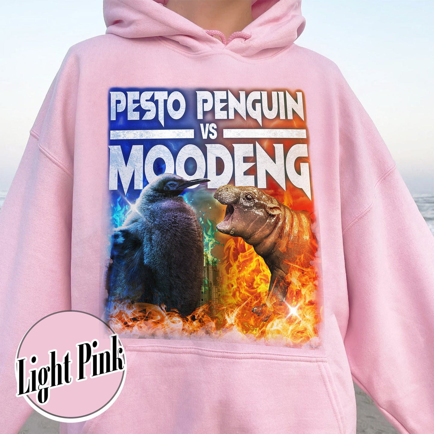 Pesto the Penguin Hoodie, Moo Deng Hoodie, Hippo Moo Deng Hoodie, Animal Lover Gift, the Penguin Viral Cute Hoodie, Funny Penguin, Zoo Baby Hippo