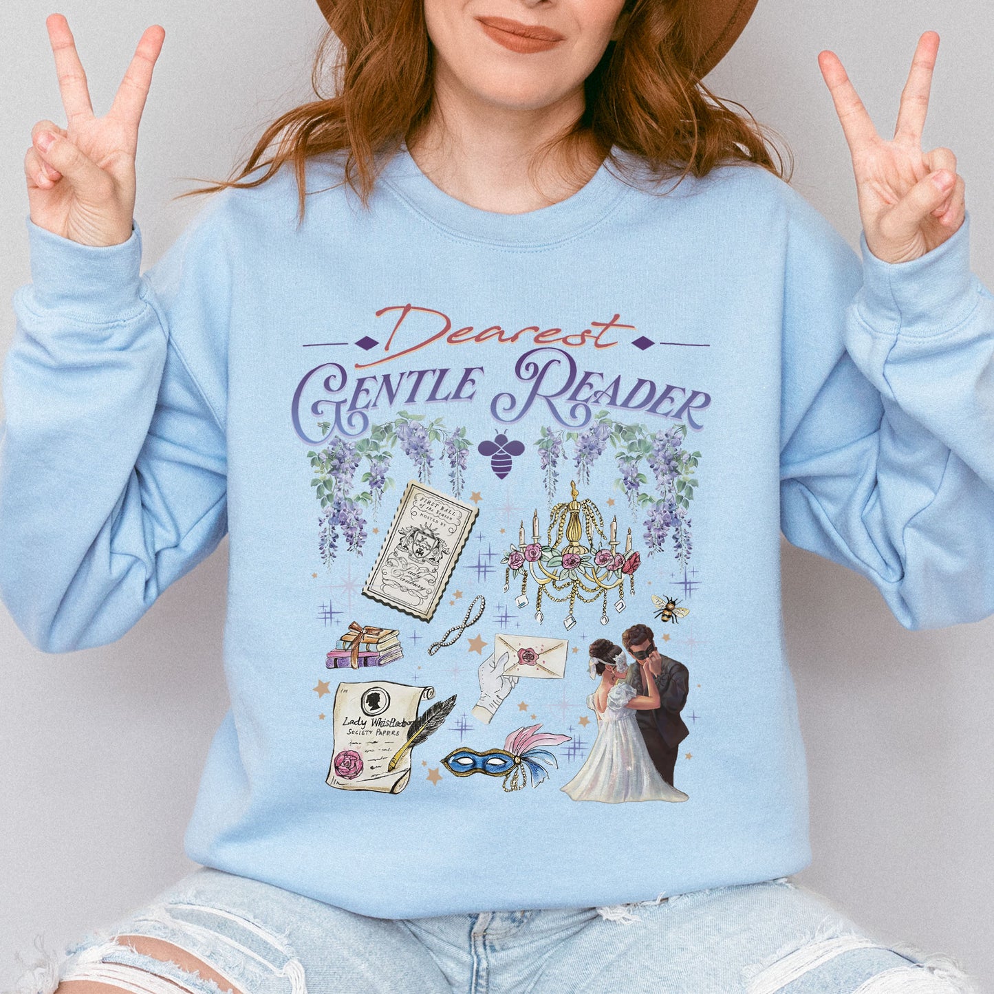 Dearest Gentle Reader, Regency Romance Aesthetic, Bridgerton Inspired Gift for Book Lovers Sweatshirt