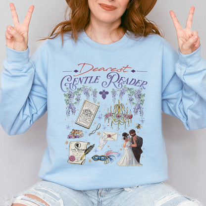 Dearest Gentle Reader, Regency Romance Aesthetic, Bridgerton Inspired Gift for Book Lovers Sweatshirt
