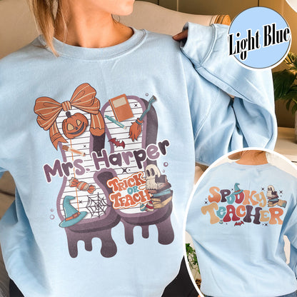 Back to School Sweatshirt, Personalized Halloween Teacher Sweatshirt, First Day of School Sweatshirt