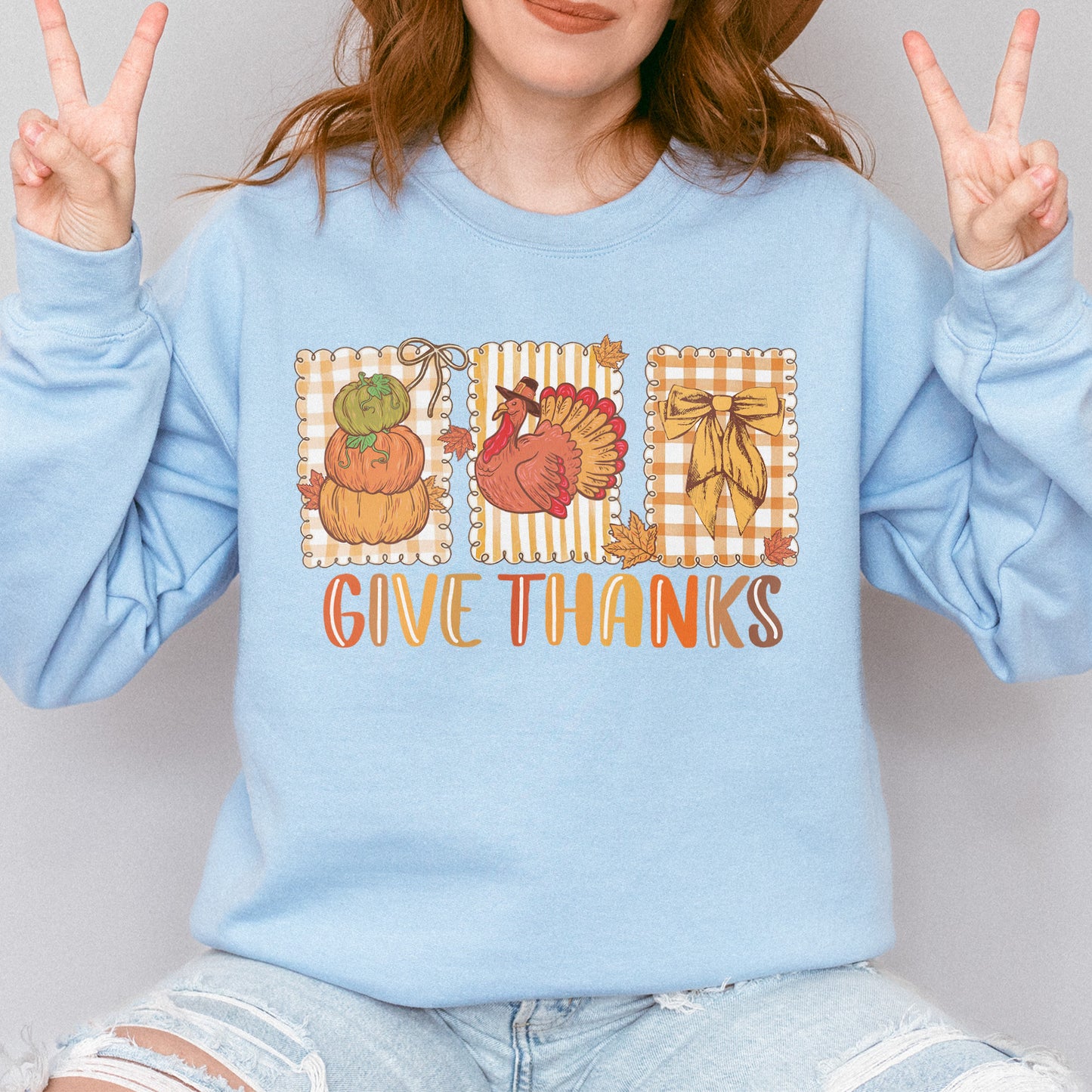 Thanksgiving Holiday, Give Thanks Coquette, Fall Pumpkin Turkey, Grateful Thankful Blessed, Autumn Gift Sweatshirt