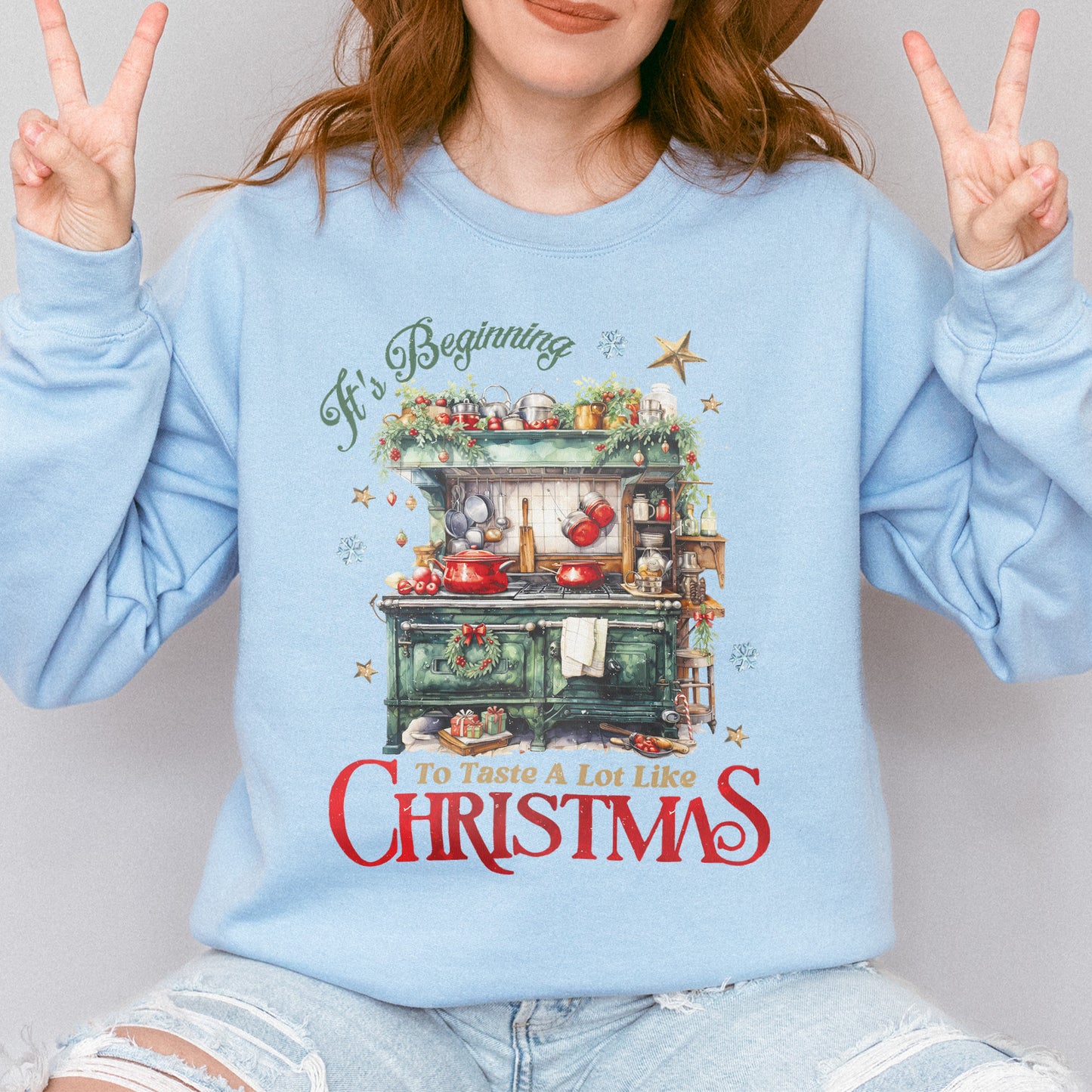 Christmas Kitchen Sweatshirt: It’s Beginning to Taste Like Christmas, Cozy Christmas Baking Sweatshirt
