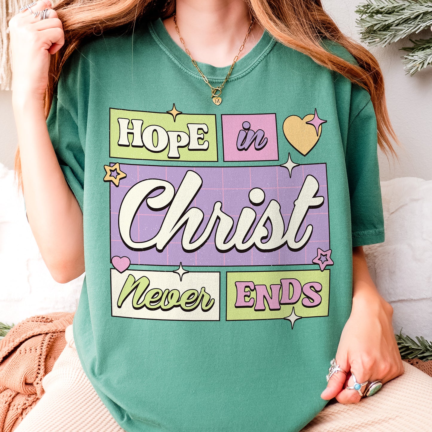 Hope in Christ Never Ends Shirt: Vintage Christian Tee, God Never Fails Top, Cute Pastel Jesus Tee