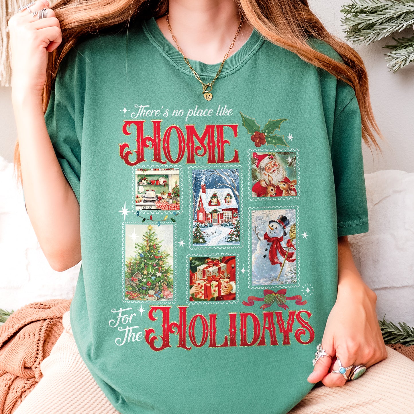 Home for the Holidays Shirt: Vintage Christmas Shirt, Merry Xmas Shirt, Festive Family Xmas Shirt