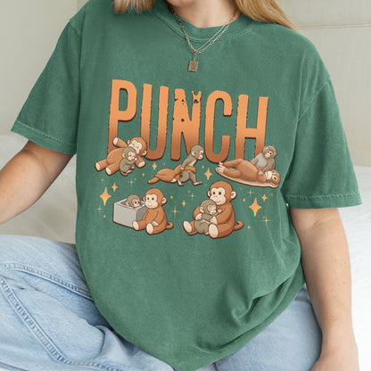 Monkey Punch Cute - Funny Kawaii Monkeys Graphic - Animals Monkeys Lovers Tshirt