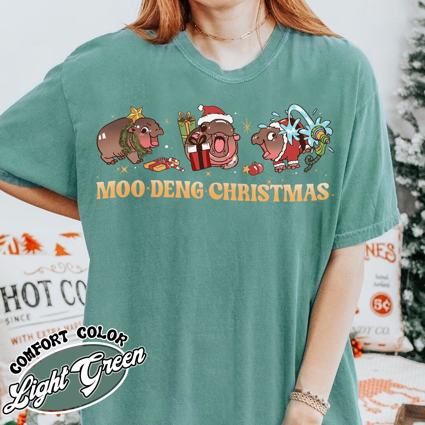 Moo Deng Shirt, Baby Hippo Shirt, Christmas Shirt, Baby Hippo Tee, Moo Deng Gift, Christmas Gift, Moo Deng Lover Shirt, Funny Baby Hippo Lover