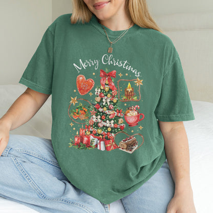 Vintage Merry Christmas Shirt – Christmas Tree Candy Cane Hot Cocoa Holiday Tee