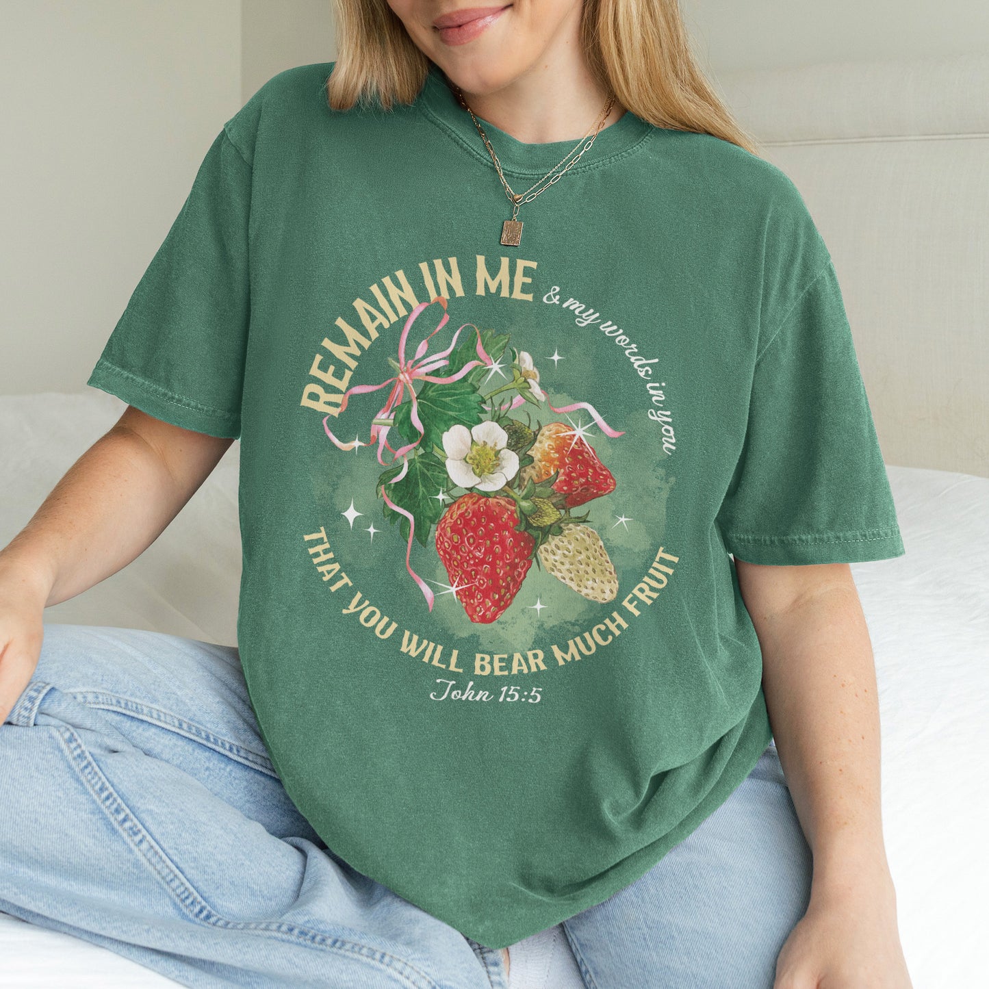 Remain in Me Christian Shirt: Bible Verse Tee, Fruit of the Spirit Faith Shirt, Jesus Shirt, God Tee