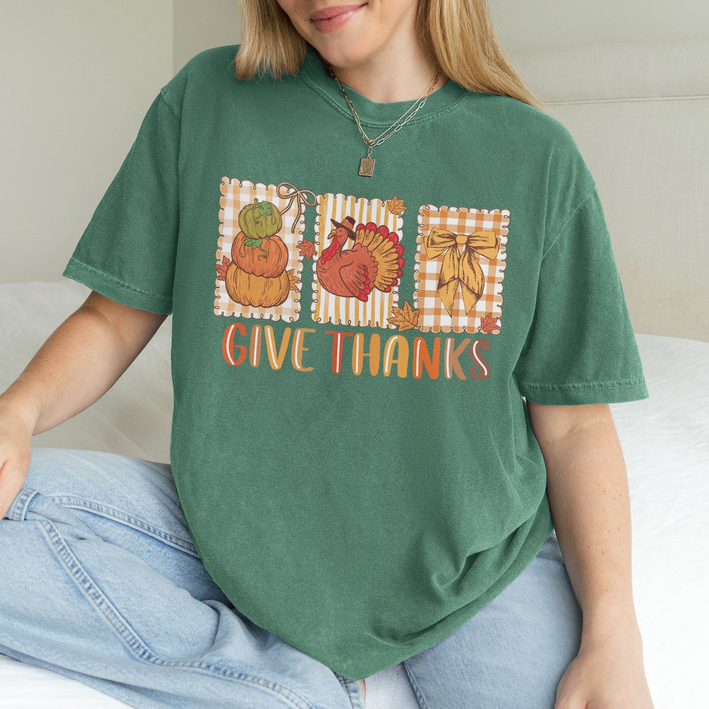 Thanksgiving Holiday, Give Thanks Coquette, Fall Pumpkin Turkey, Grateful Thankful Blessed, Autumn Gift Tshirt