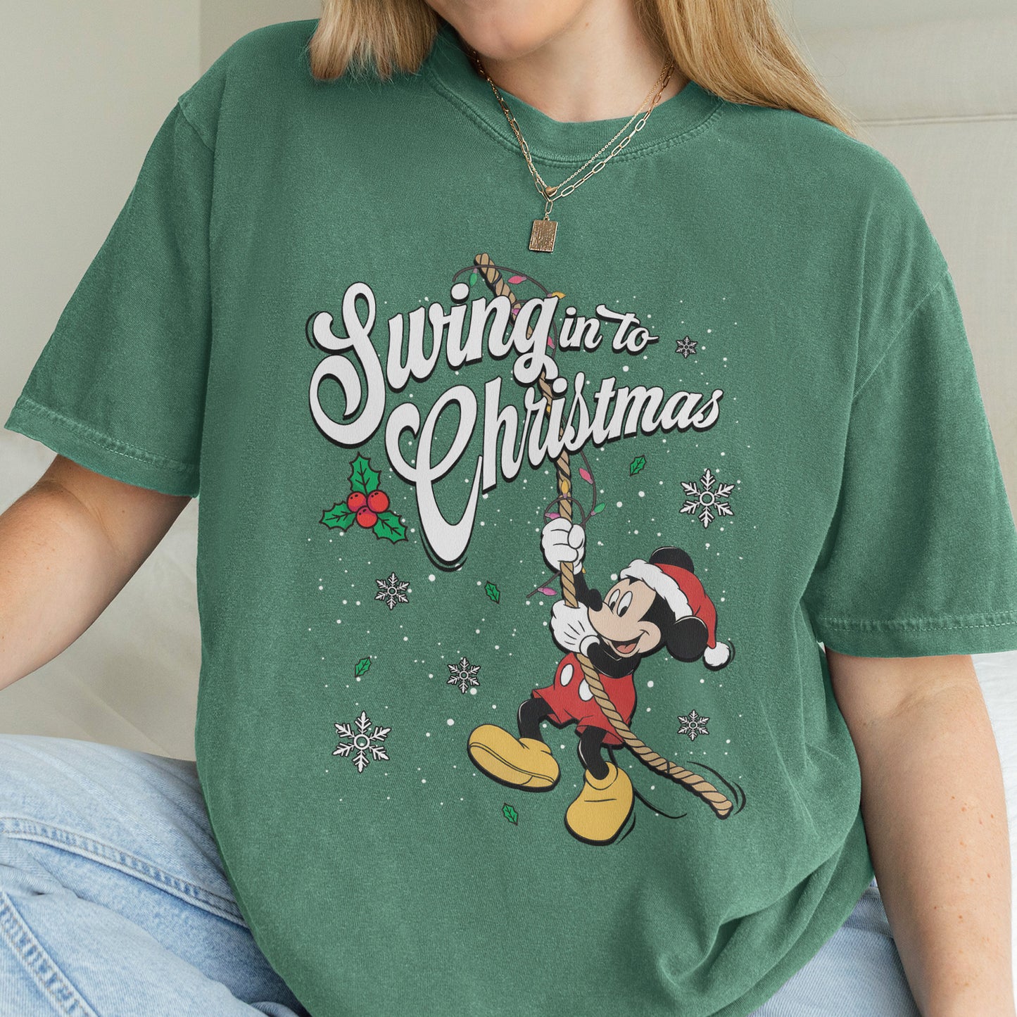 Swing Into Christmas Shirt: Funny Mickey Christmas Tee, Cute Holiday Shirt, Festive Disney Christmas Outfit Tshirt