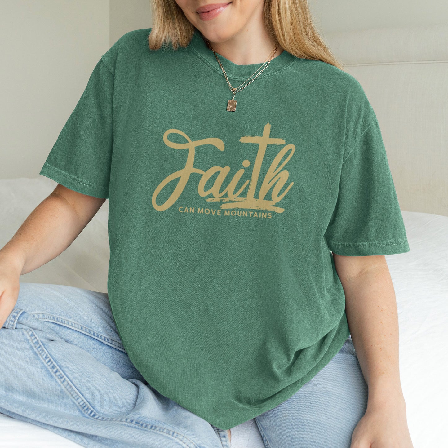 Faith Can Move Mountains Shirt | Christian Cross Bible Verse Tee