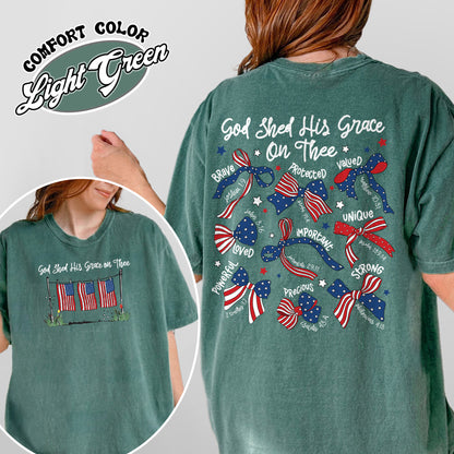 4th of July Comfort Color Shirt, God Shed His Grace on Thee Shirt, Christian Patriotic Sublimation Shirt