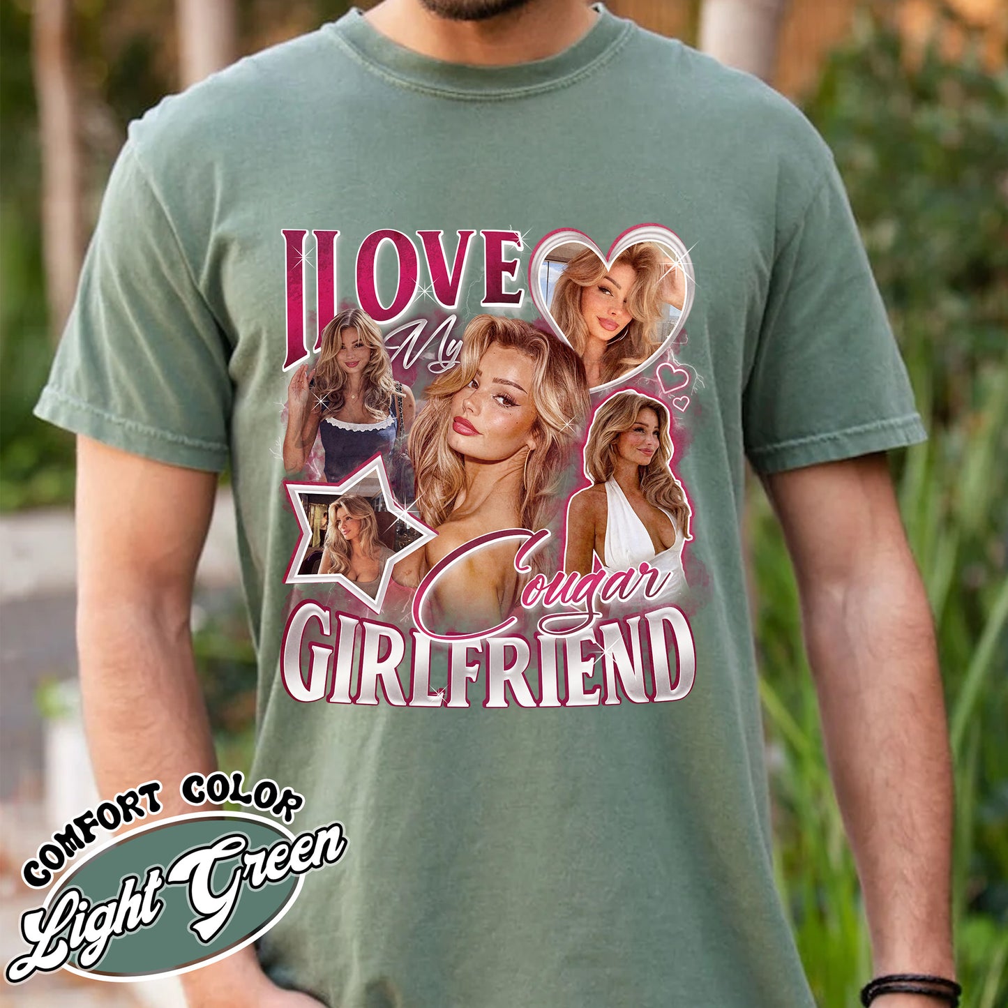 I Love My Cougar Girlfriend Shirt Custom Photo,Valentine Gift I Love My Girlfriend Custom Picture,Girlfriend Bootleg Shirt,90s Bootleg Shirt