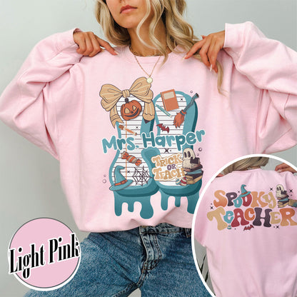 Back to School Sweatshirt, Personalized Halloween Teacher Sweatshirt, First Day of School Sweatshirt