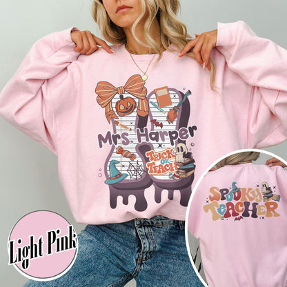 Back to School Sweatshirt, Personalized Halloween Teacher Sweatshirt, First Day of School Sweatshirt
