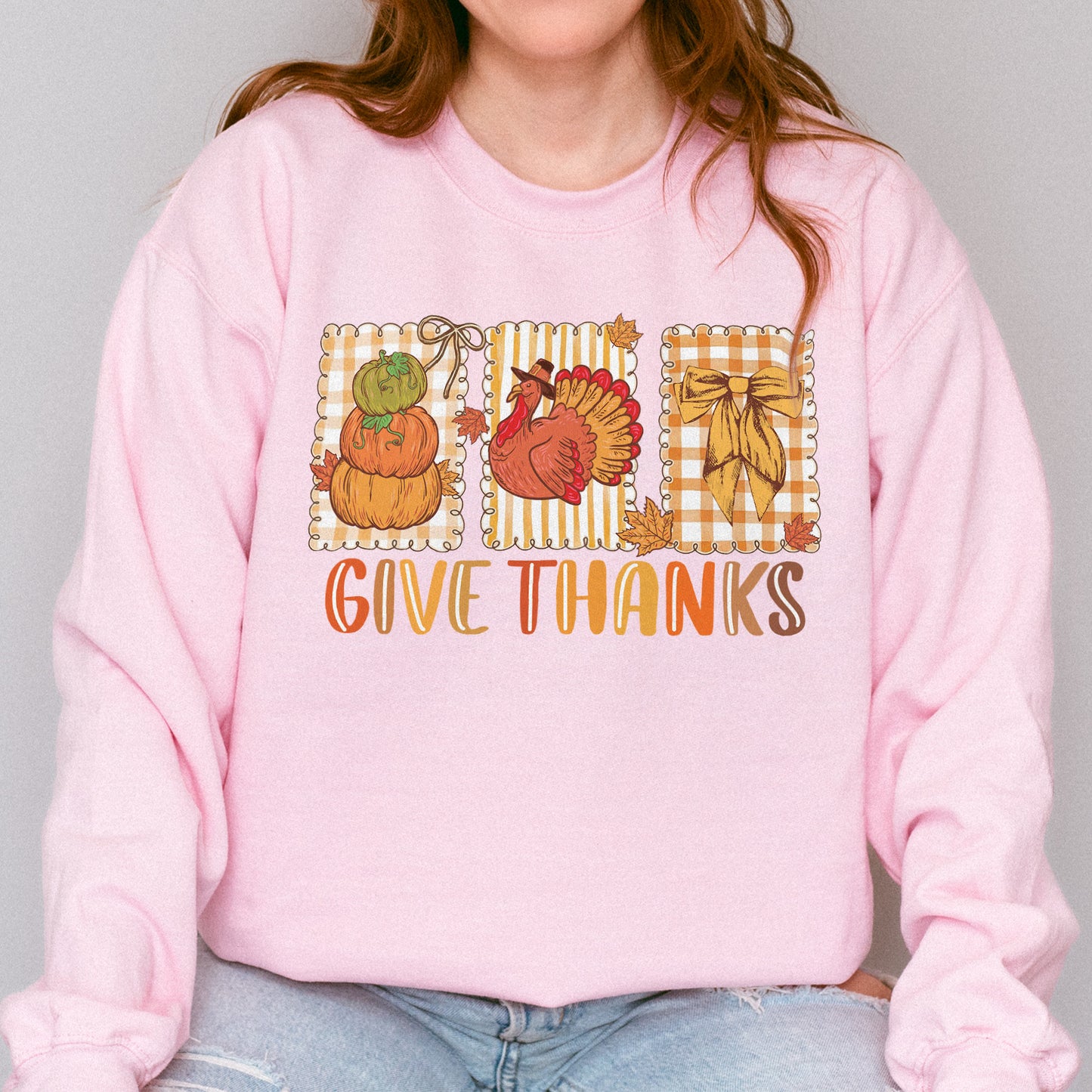 Thanksgiving Holiday, Give Thanks Coquette, Fall Pumpkin Turkey, Grateful Thankful Blessed, Autumn Gift Sweatshirt