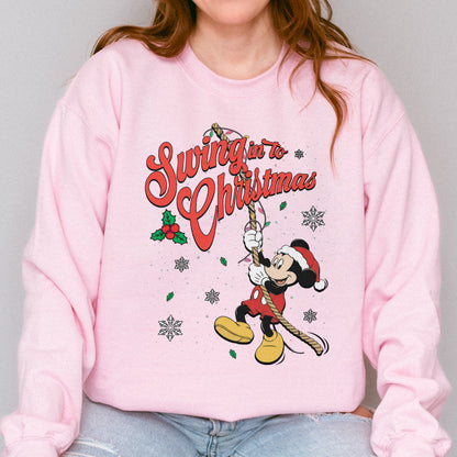 Swing Into Christmas Shirt: Funny Mickey Christmas Tee, Cute Holiday Shirt, Festive Disney Christmas Outfit Sweatshirt