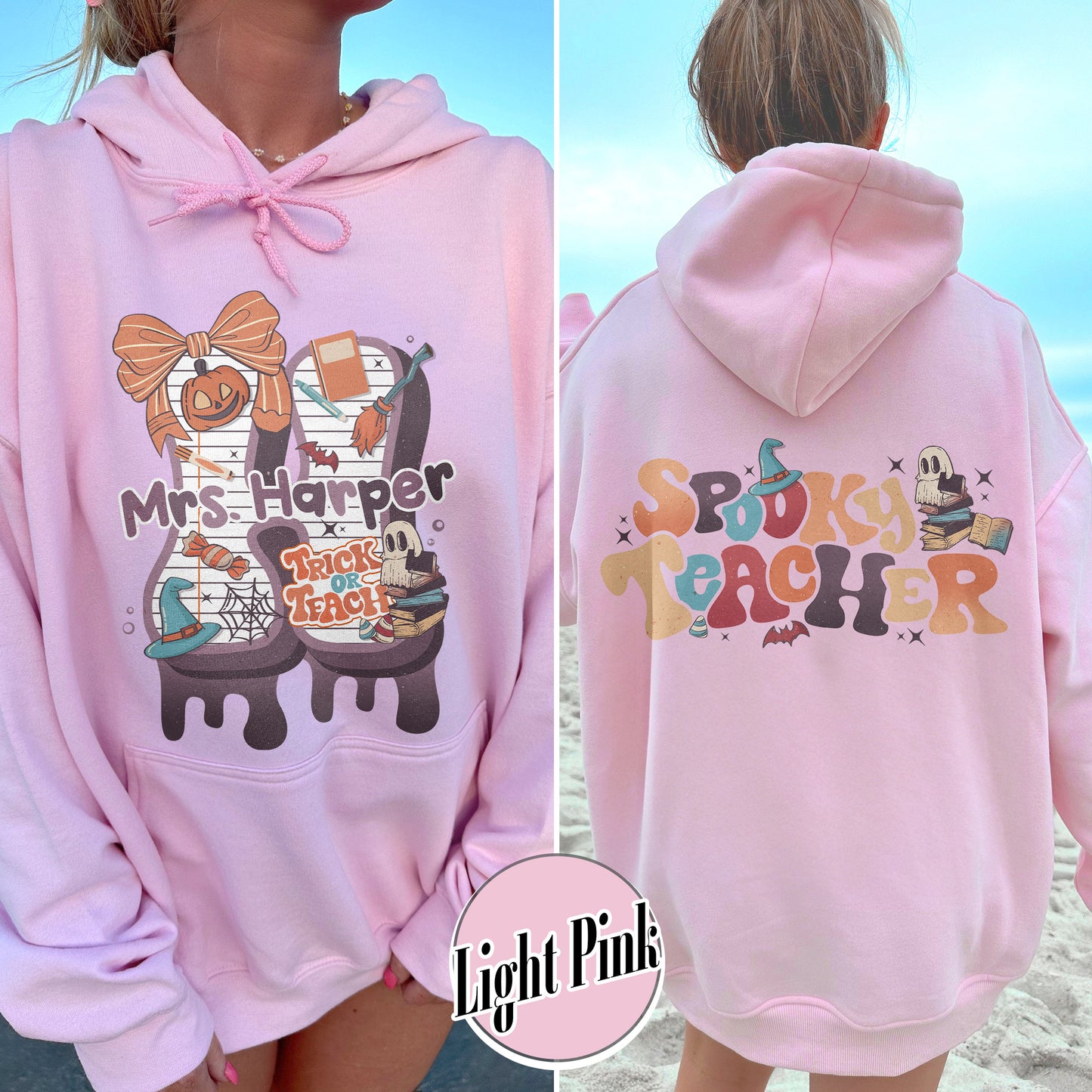 Back to School Hoodie, Personalized Halloween Teacher Hoodie, First Day of School Hoodie