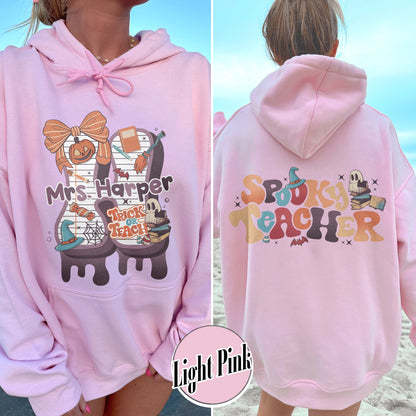 Back to School Hoodie, Personalized Halloween Teacher Hoodie, First Day of School Hoodie