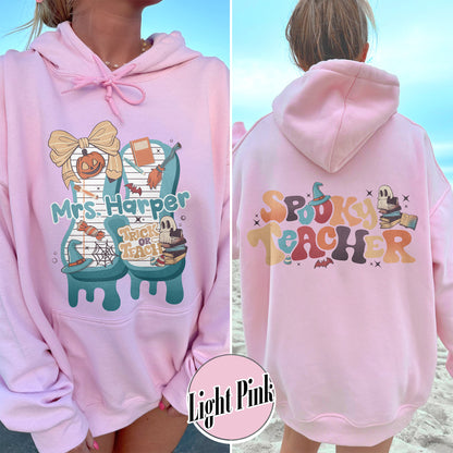 Back to School Hoodie, Personalized Halloween Teacher Hoodie, First Day of School Hoodie