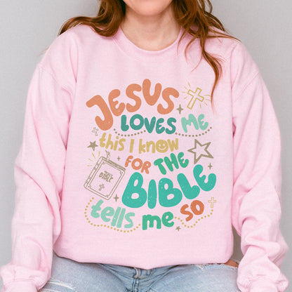 Jesus Loves Me This I Know Sweatshirt: Christian Bible Verse Sweatshirt, Kids Youth Faith Sweatshirt