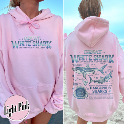 Great White Shark Anatomy Hoodie, Shark Hoodie, Great White Shark Biology, Great White Shark Drawing, Marine Biology Hoodie