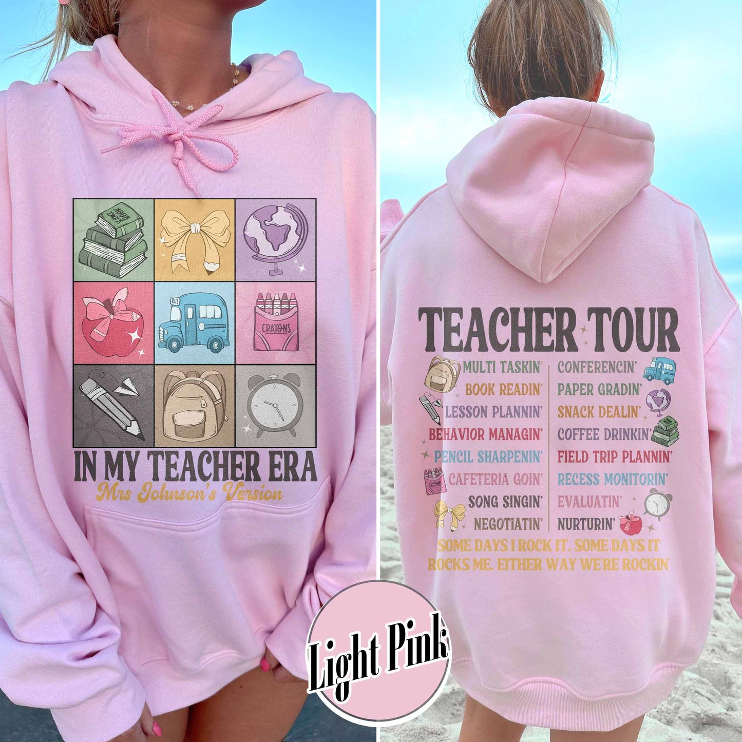 Back to School Hoodie, Custom Name Teacher Hoodie, Abcd Teacher Tour Hoodie, Gift for Teacher