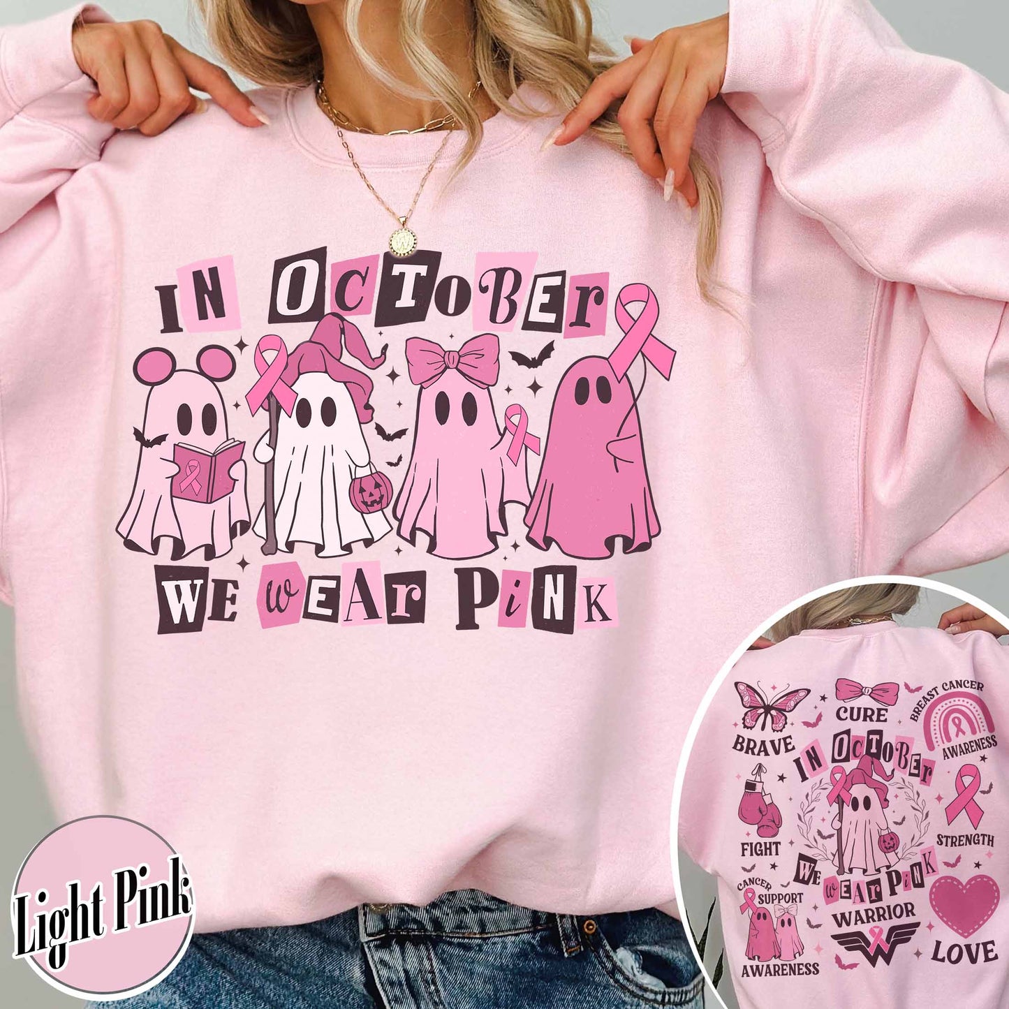 Breast Cancer Awareness Sweatshirt, Breast Cancer Support Squad Sweatshirt, in October We Wear Pink Sweatshirt