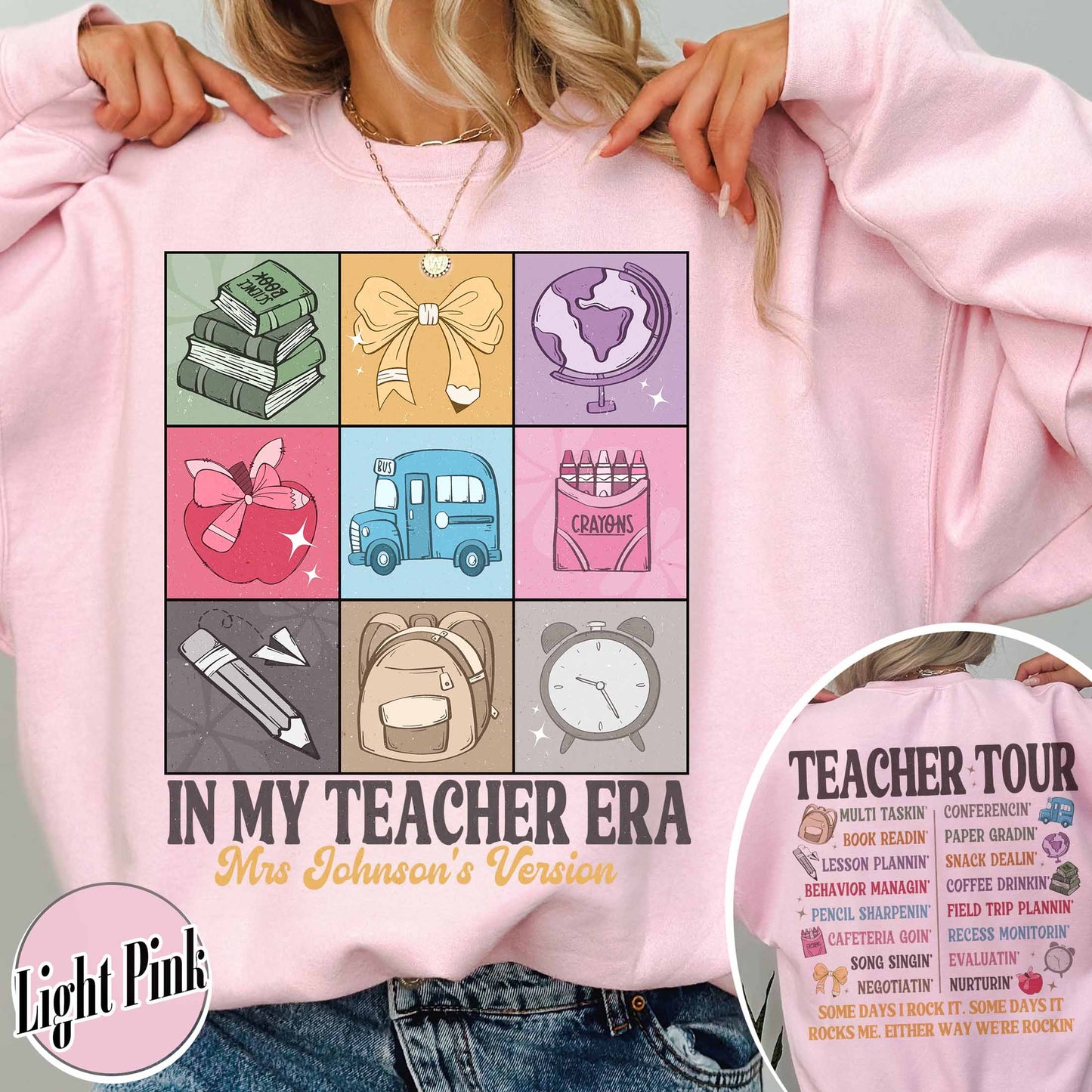 Back to School Sweatshirt, Custom Name Teacher Sweatshirt, Abcd Teacher Tour Sweatshirt, Gift for Teacher