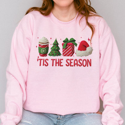 Tis The Season Shirt: Christmas Coffee, Holiday Gift, Santa Hat Tree, Festive Christmas Outfit Sweatshirt