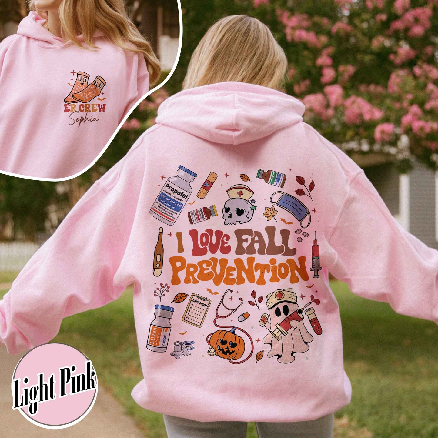 Halloween Nurse Hoodie, Custom Fall Nurse Prevention Hoodie, Nurse Boo Crew Hoodie