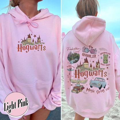 Wizard School Fandom Hoodie, Book Reading Magic Hoodie, Bookish Hoodie, Hp Inspired Two Sided Hoodie, Gift For Friends