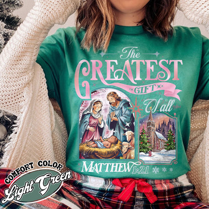 The Greatest Gift of All Shirt, Christmas Family Shirt With the Nativity, Christian Christmas Shirts Family, Christmas Nativity Shirt