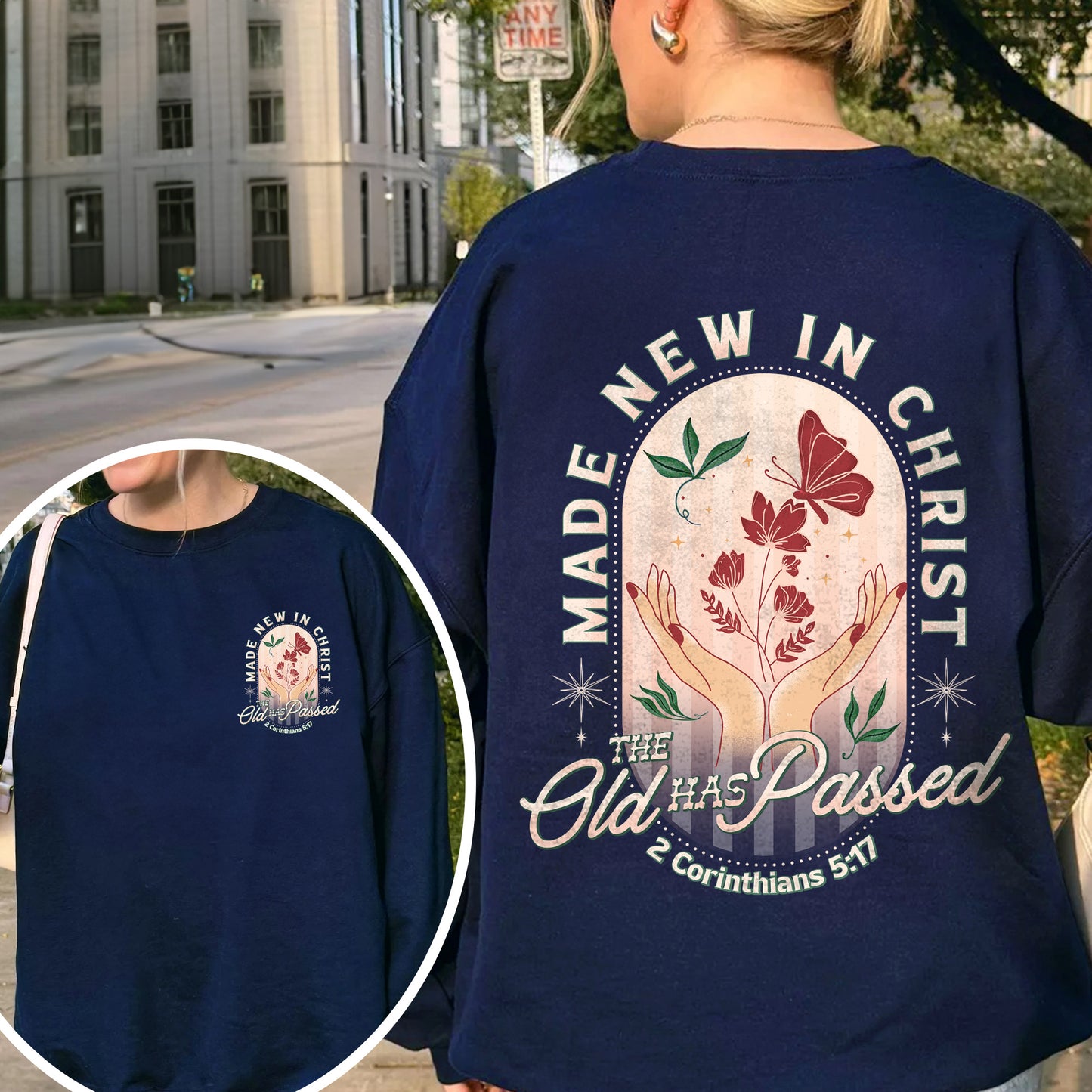 Made New in Christ Sweatshirt – 2 Corinthians 5:17 Bible Verse Sweatshirt, Christian Faith Sweatshirt