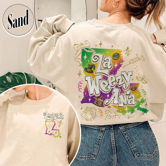 Mardi Gras Sweatshirt,La Weezy Ana Sweatshirt,Mardi Gras 2025,Fat Tuesday,Funny Mardi Gras Sweatshirt