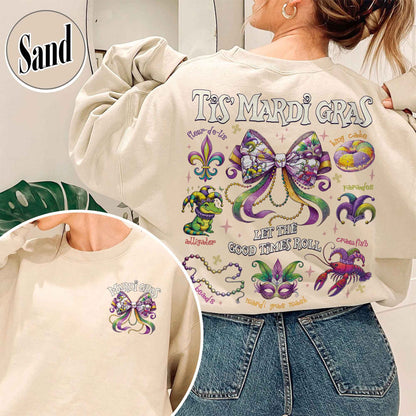 Mardi Gras Sweatshirt, Mardi Gras Coquette Sweatshirt,Louisiana Mardi Gras Sweatshirt, Fat Tuesday Sweatshirt