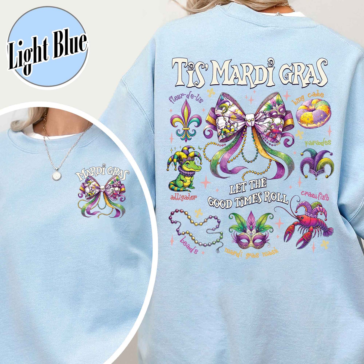 Mardi Gras Sweatshirt, Mardi Gras Coquette Sweatshirt,Louisiana Mardi Gras Sweatshirt, Fat Tuesday Sweatshirt