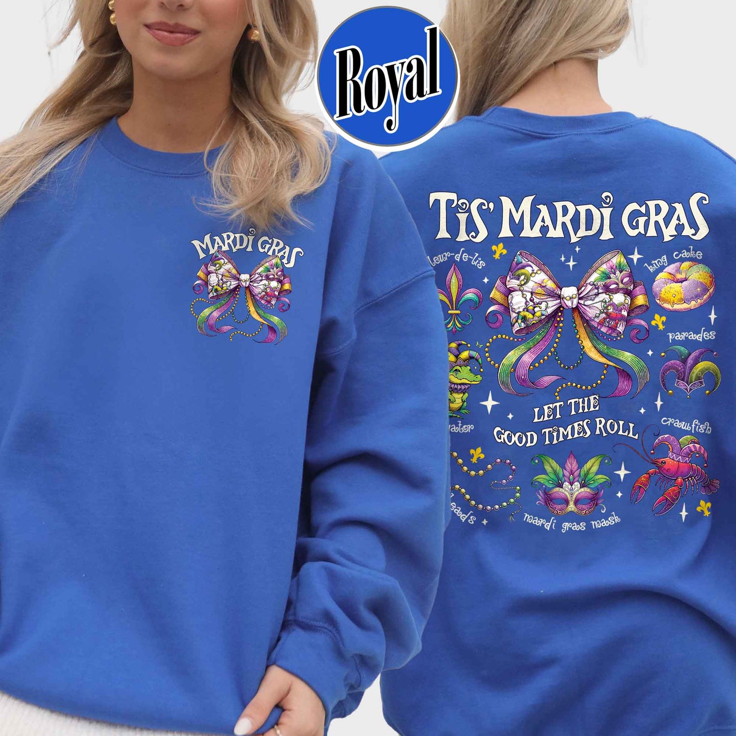Mardi Gras Sweatshirt, Mardi Gras Coquette Sweatshirt,Louisiana Mardi Gras Sweatshirt, Fat Tuesday Sweatshirt