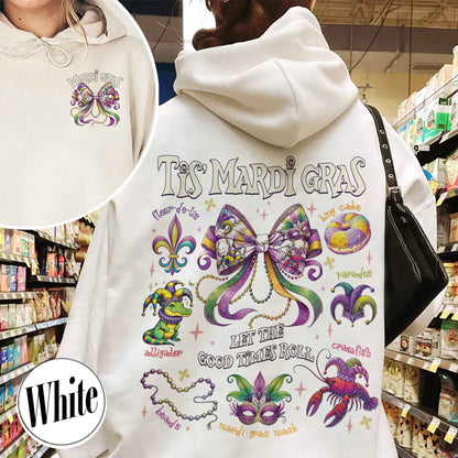 Mardi Gras Hoodie, Mardi Gras Coquette Hoodie,Louisiana Mardi Gras Hoodie, Fat Tuesday Hoodie