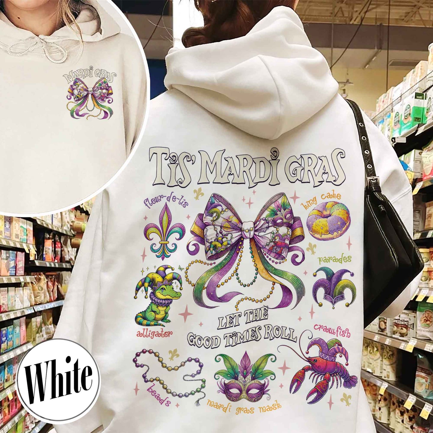 Mardi Gras Hoodie, Mardi Gras Coquette Hoodie,Louisiana Mardi Gras Hoodie, Fat Tuesday Hoodie