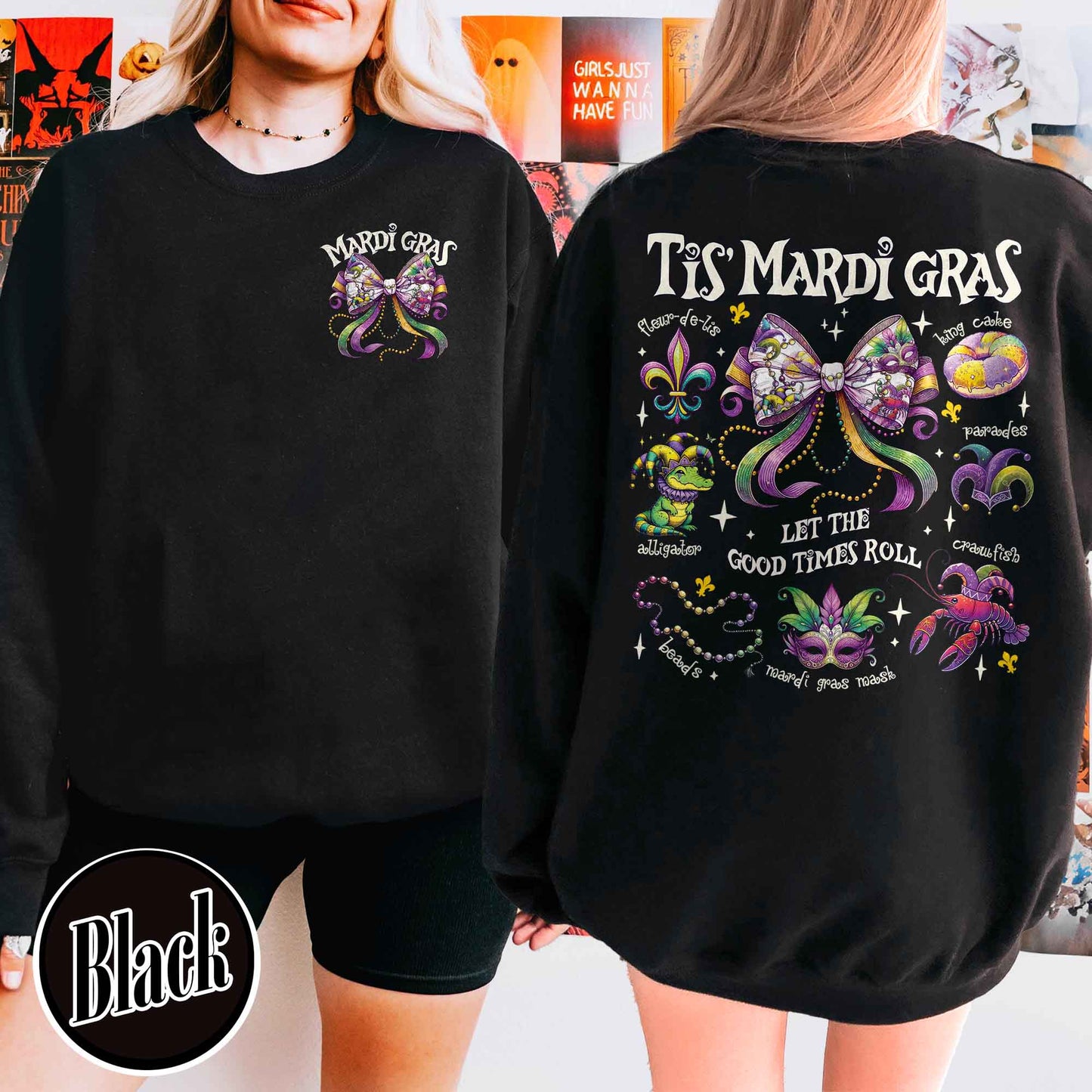 Mardi Gras Sweatshirt, Mardi Gras Coquette Sweatshirt,Louisiana Mardi Gras Sweatshirt, Fat Tuesday Sweatshirt