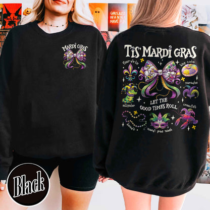 Mardi Gras Sweatshirt, Mardi Gras Coquette Sweatshirt,Louisiana Mardi Gras Sweatshirt, Fat Tuesday Sweatshirt
