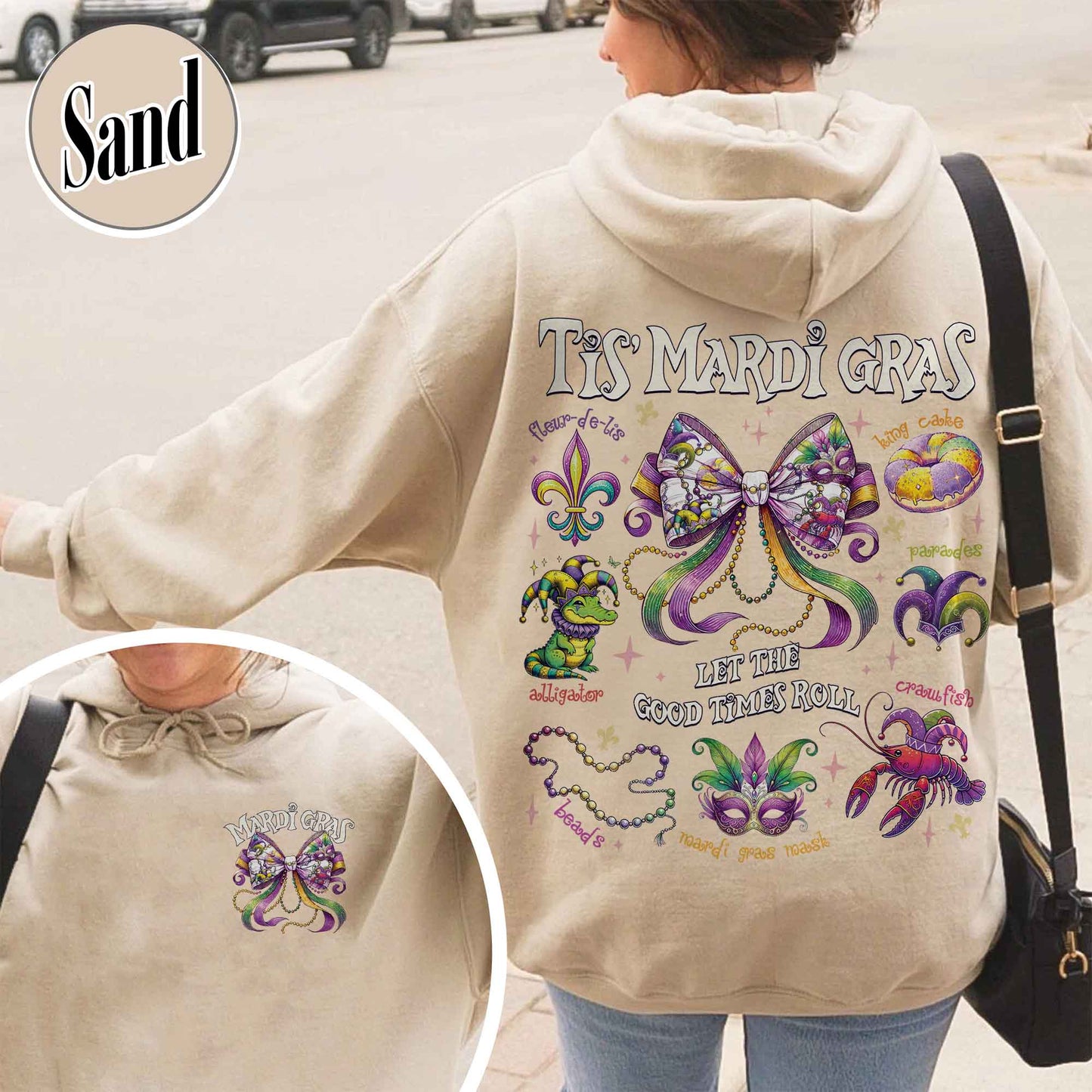 Mardi Gras Hoodie, Mardi Gras Coquette Hoodie,Louisiana Mardi Gras Hoodie, Fat Tuesday Hoodie