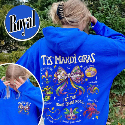 Mardi Gras Hoodie, Mardi Gras Coquette Hoodie,Louisiana Mardi Gras Hoodie, Fat Tuesday Hoodie